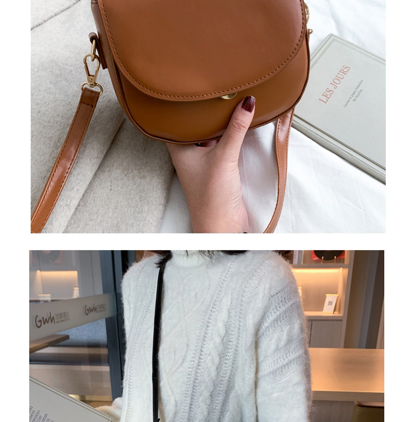 Fashion Brown Semicircle Clamshell Messenger Bag,Shoulder bags