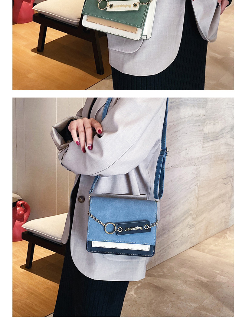 Fashion Blue Scrub The Chain Stitching Hit Color Messenger Bag,Shoulder bags