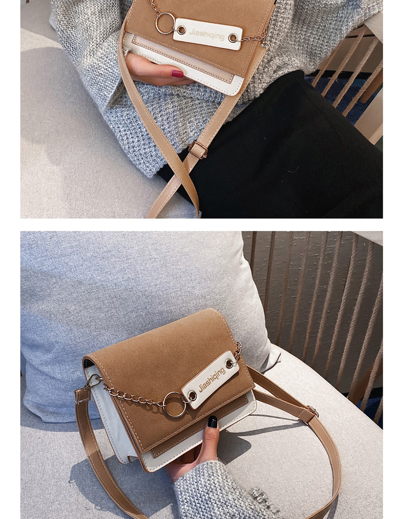 Fashion Brown Scrub The Chain Stitching Hit Color Messenger Bag,Shoulder bags