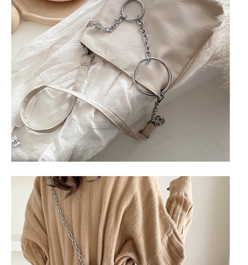Fashion White Chain Shoulder Bag Stitching Large Circle,Shoulder bags