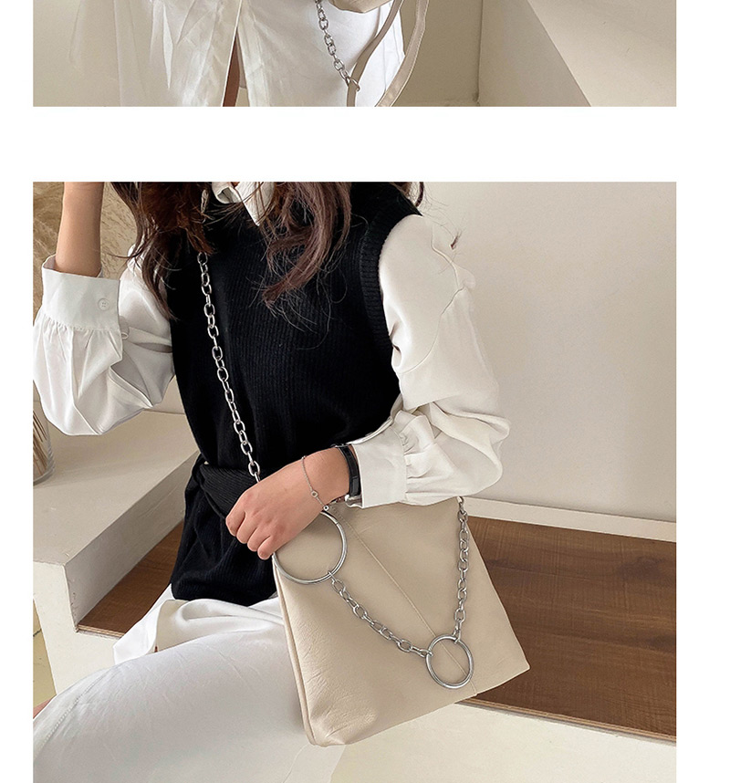 Fashion White Chain Shoulder Bag Stitching Large Circle,Shoulder bags