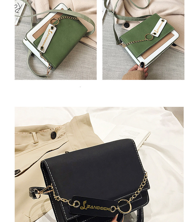 Fashion Green Chain Stitching Hit Color Letters Messenger Bag,Shoulder bags