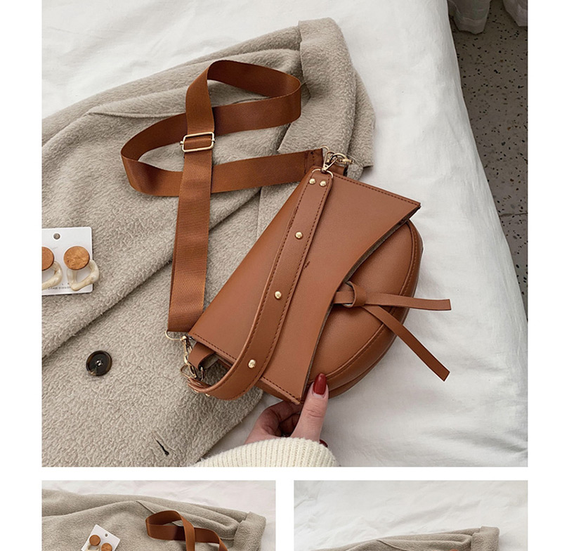 Fashion Brown Flip Geometry Messenger Bag Tie,Shoulder bags
