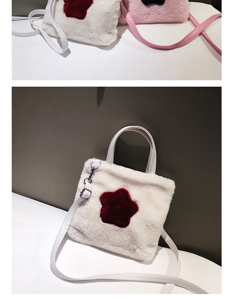 Fashion White Plush Five-pointed Star Hit The Color Messenger Bag,Handbags
