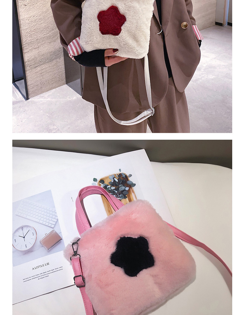 Fashion Pink Plush Five-pointed Star Hit The Color Messenger Bag,Handbags
