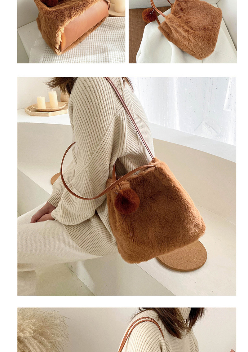 Fashion Brown Shoulder Bag Stuffed Ball,Shoulder bags