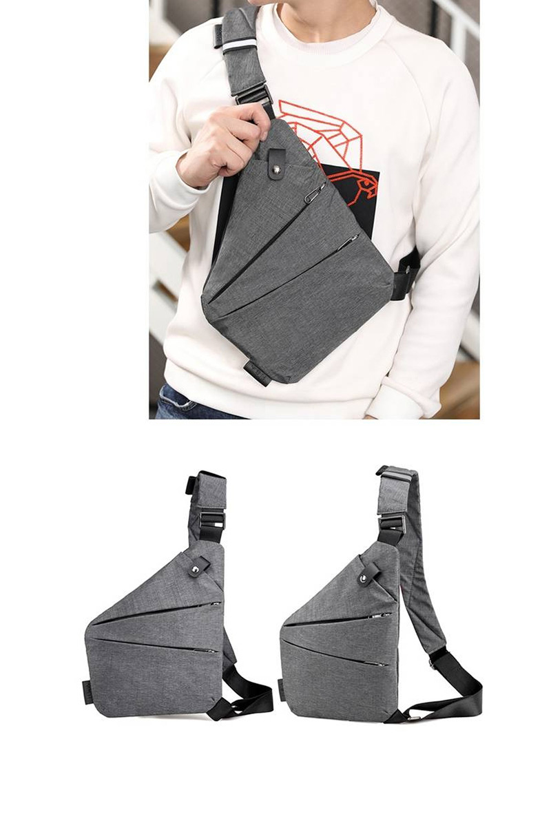 Fashion Dark Gray Left Shoulder Geometry Diagonal Shoulder Bag Canvas Multifunction,Shoulder bags