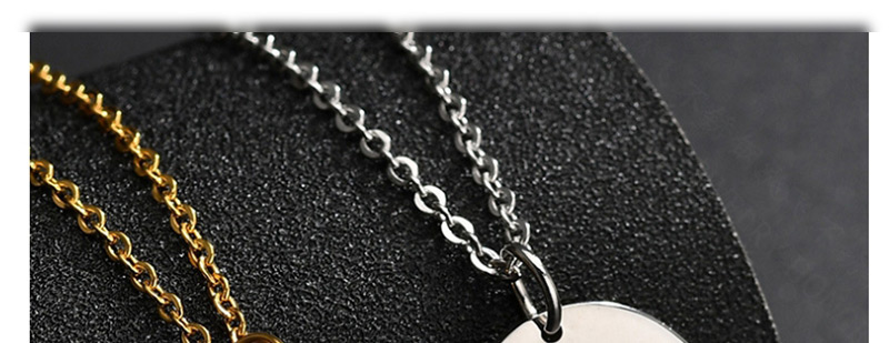 Fashion Steel Color Stainless Steel Letters Round Brand Necklace,Necklaces