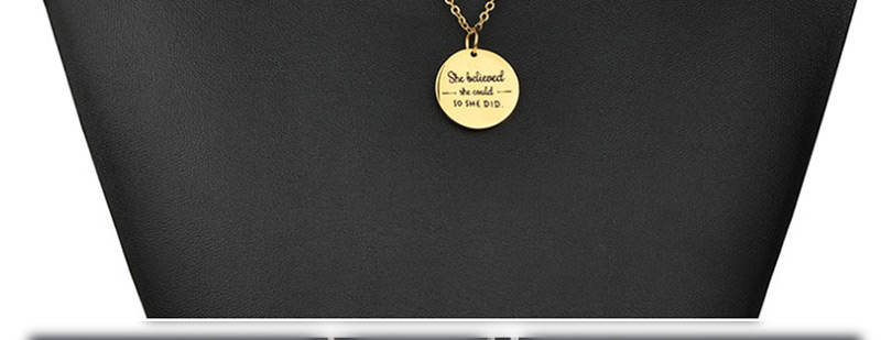 Fashion Golden Stainless Steel Letters Round Brand Necklace,Necklaces