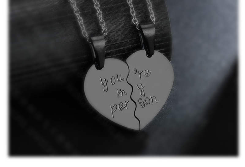 Fashion Black Mosaic Of Love Necklace Couple Necklace Printing,Necklaces