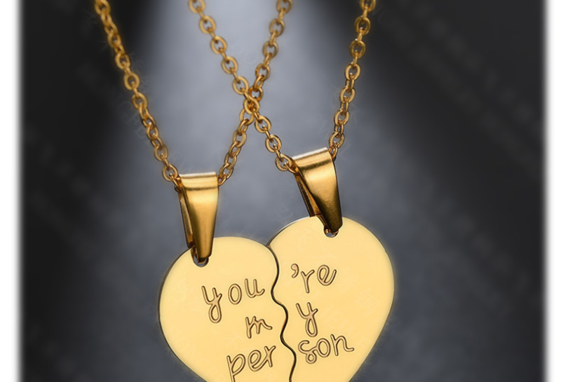 Fashion Golden Mosaic Of Love Necklace Couple Necklace Printing,Necklaces