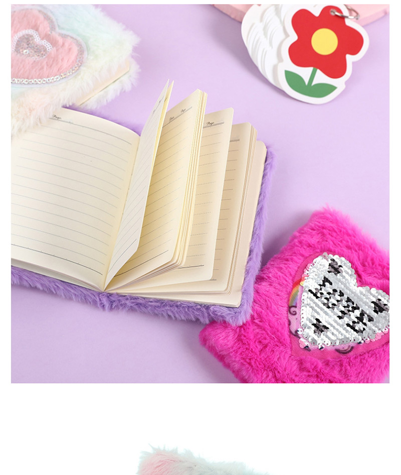 Fashion Violet Plush Sequin Love Stitching Notepad,Notebook/Agenda