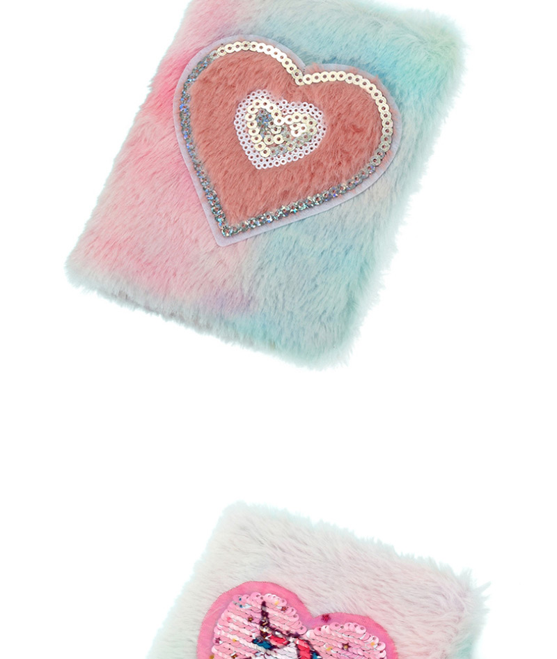 Fashion Color Plush Gradient Sequin Love Stitching Notepad,Notebook/Agenda