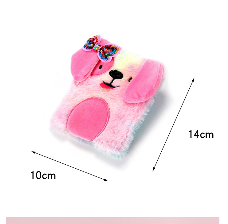 Fashion Color Plush Dog Bow Sequin Stitching Gradient Notebook,Notebook/Agenda
