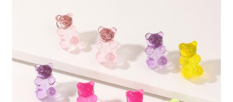 Fashion Color Bear Transparent Resin Earrings Set,Earrings set