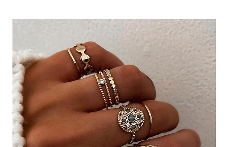 Fashion Golden Totem Pattern Diamond Ring Set,Rings Set