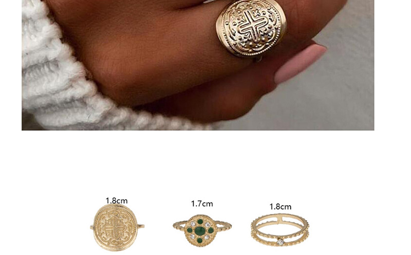 Fashion Golden Totem Pattern Diamond Ring Set,Rings Set