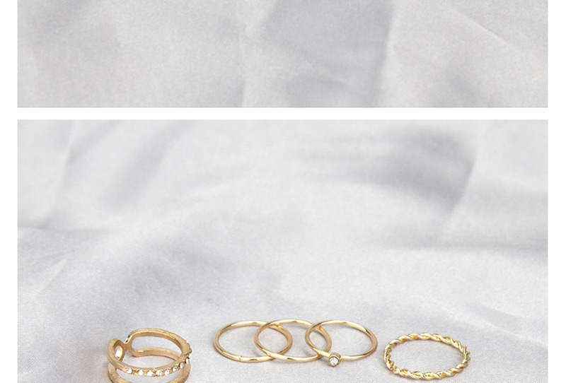 Fashion Golden Love Pendant Geometric Ring Set,Rings Set