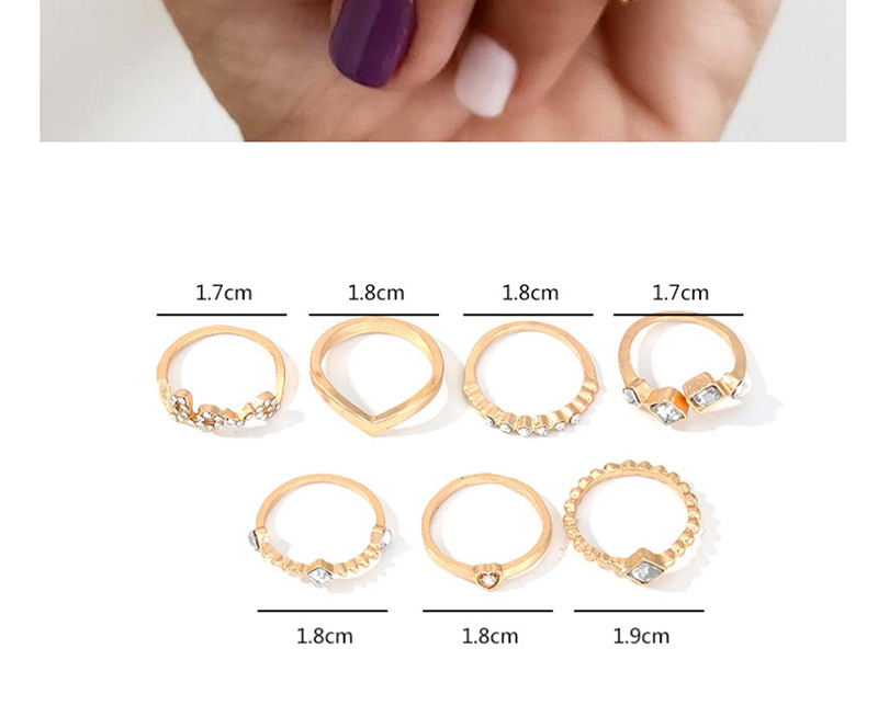 Fashion Golden Heart Shaped Diamond Ring Set,Rings Set