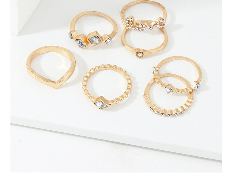 Fashion Golden Heart Shaped Diamond Ring Set,Rings Set