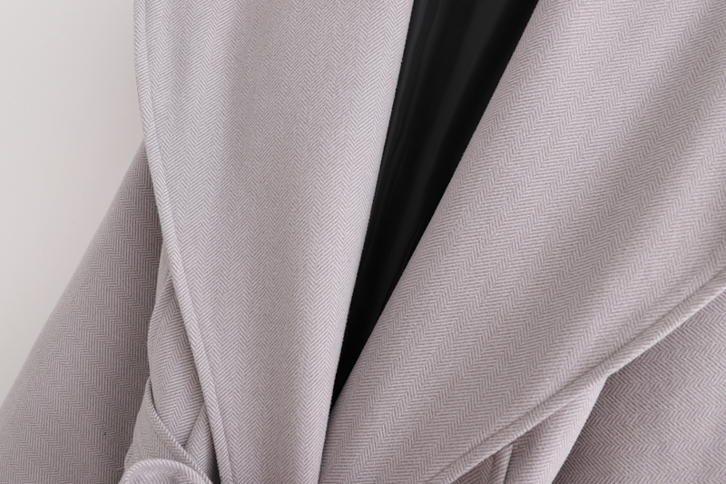 Fashion Beige Long Coat With Belt Wool Lapel,Coat-Jacket