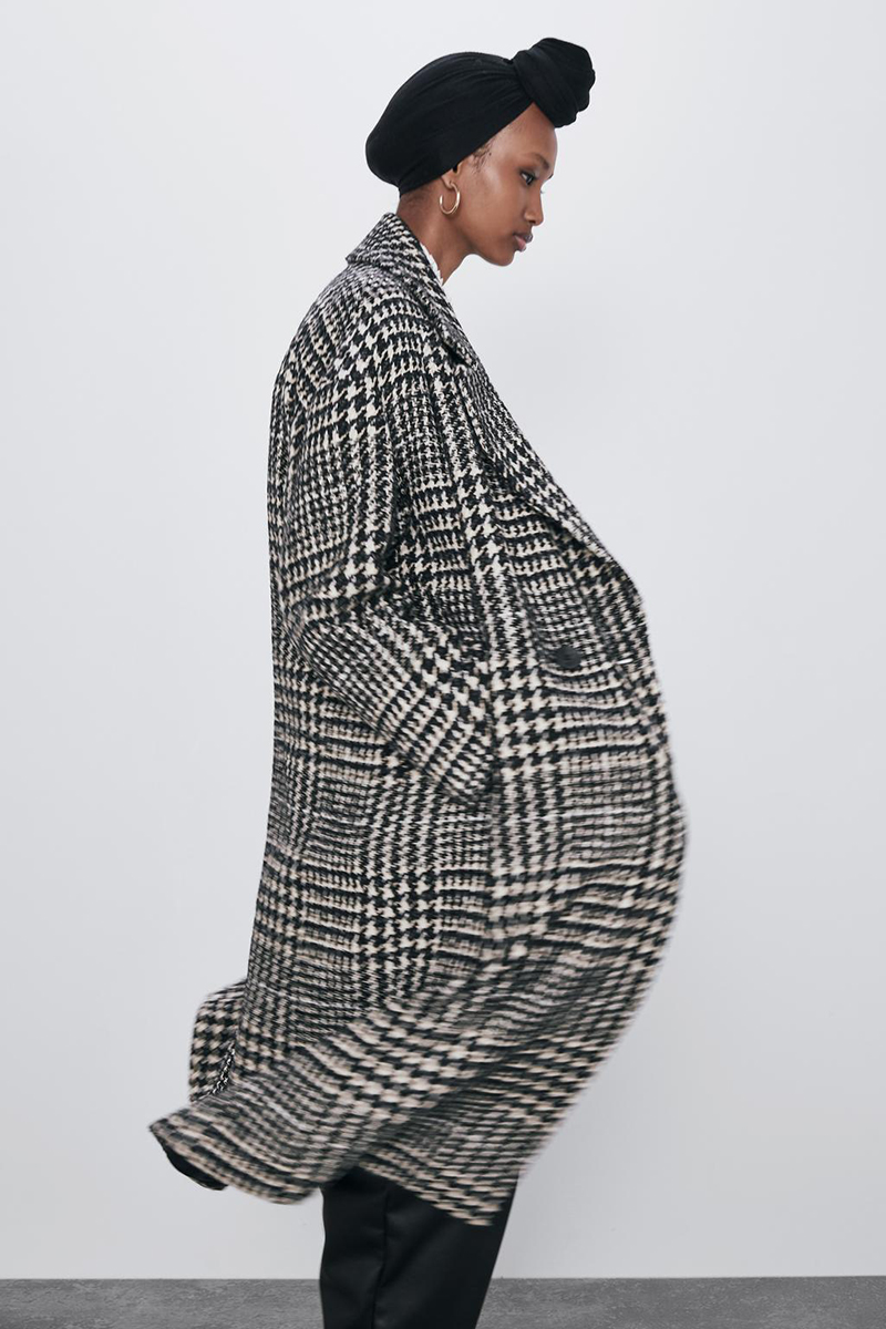 Fashion Houndstooth Houndstooth Lapel Button-down Coat Coat,Coat-Jacket