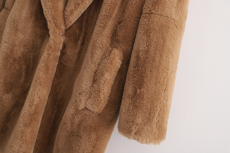 Fashion Caramel Colour Faux Fur Button Down Coat Coat,Coat-Jacket
