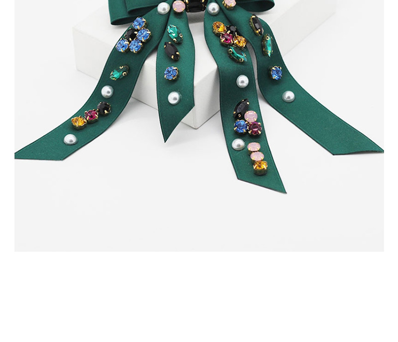 Fashion Green Acrylic Bow Pearl Hair Clip With Diamonds,Hairpins