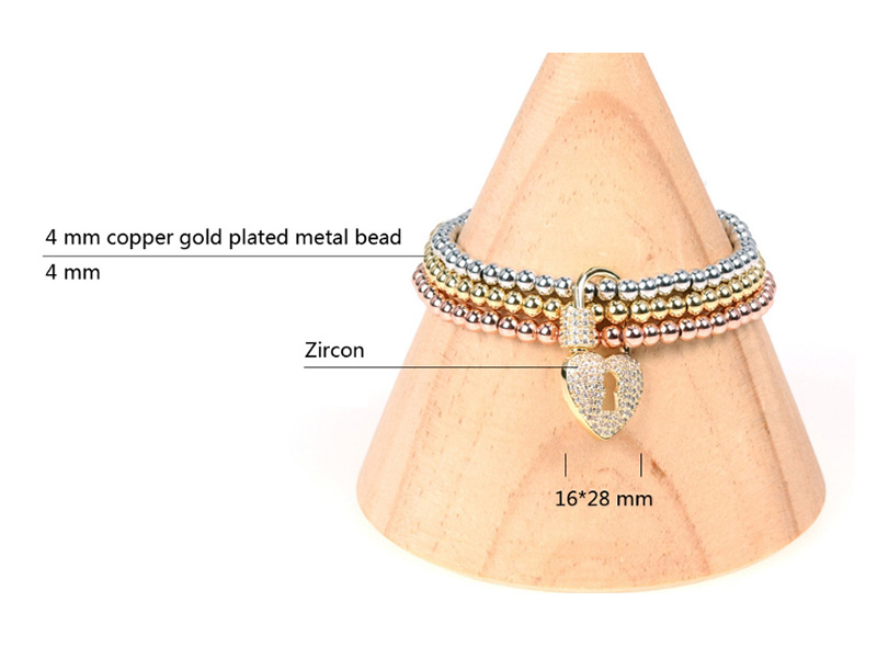 Fashion Color Elastic Micro Inlaid Zircon Love Lock Ball Bracelet,Bracelets