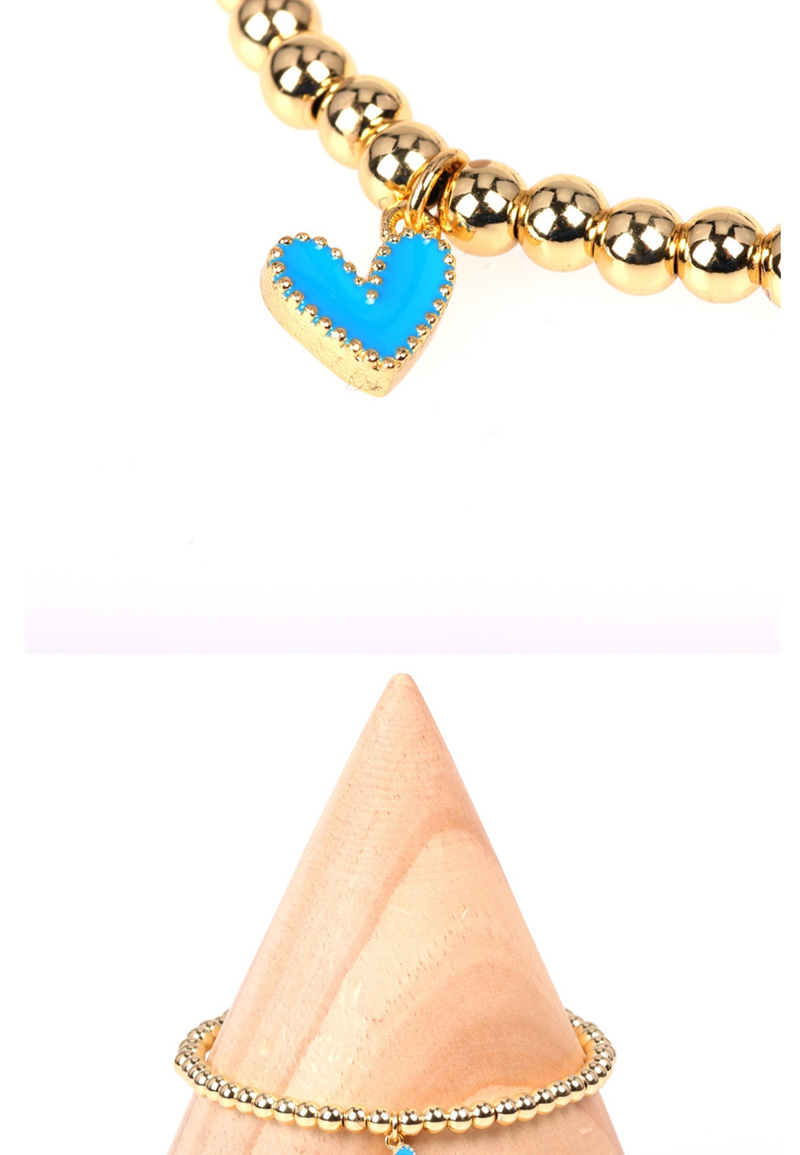 Fashion Lake Blue Dripping Love Brass Gold Plated Ball Bead Bracelet,Bracelets