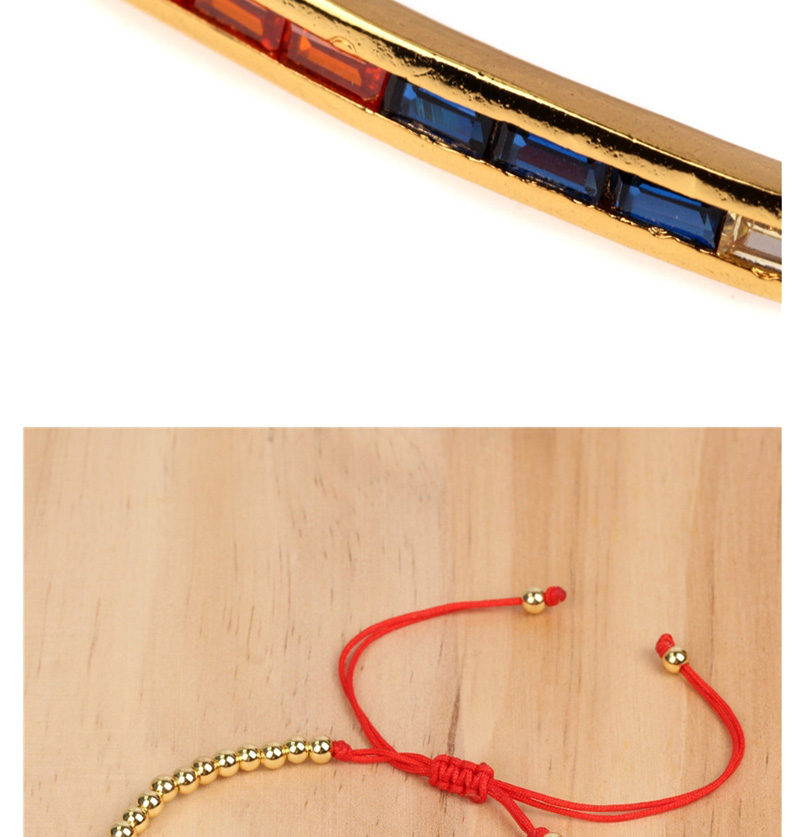 Fashion Red I-shaped Zircon Red Rope Braided Copper Bead Bracelet,Bracelets