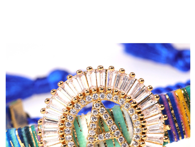 Fashion Blue Braided Tassel And Diamond Alphabet Bracelet,Bracelets