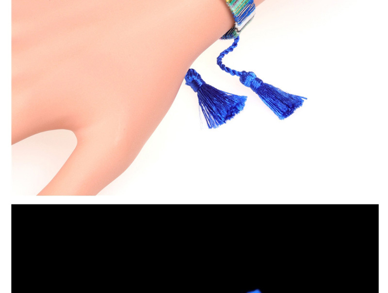 Fashion Blue Braided Tassel And Diamond Alphabet Bracelet,Bracelets