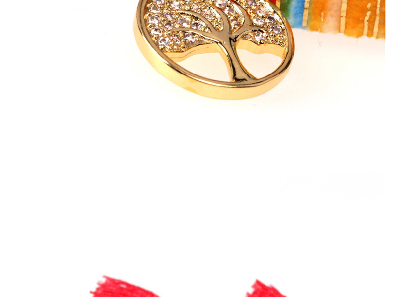 Fashion Red Micro-set Zircon Tree Of Life Tassel Bracelet,Bracelets