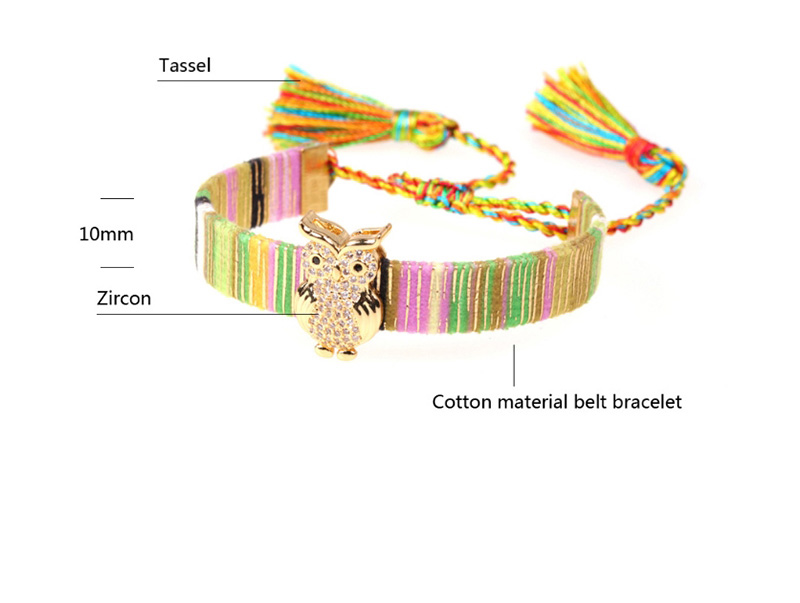 Fashion Color Tassel Micro-set Zircon Owl Bracelet,Bracelets