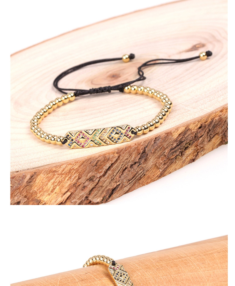 Fashion Golden Cubic Zirconia Gold Plated Beaded Bracelet With Micro Diamonds,Bracelets