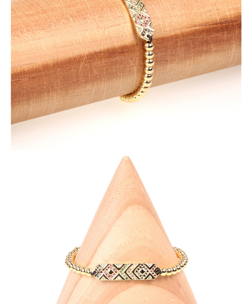 Fashion Black Cubic Zirconia Gold Plated Beaded Bracelet With Micro Diamonds,Bracelets
