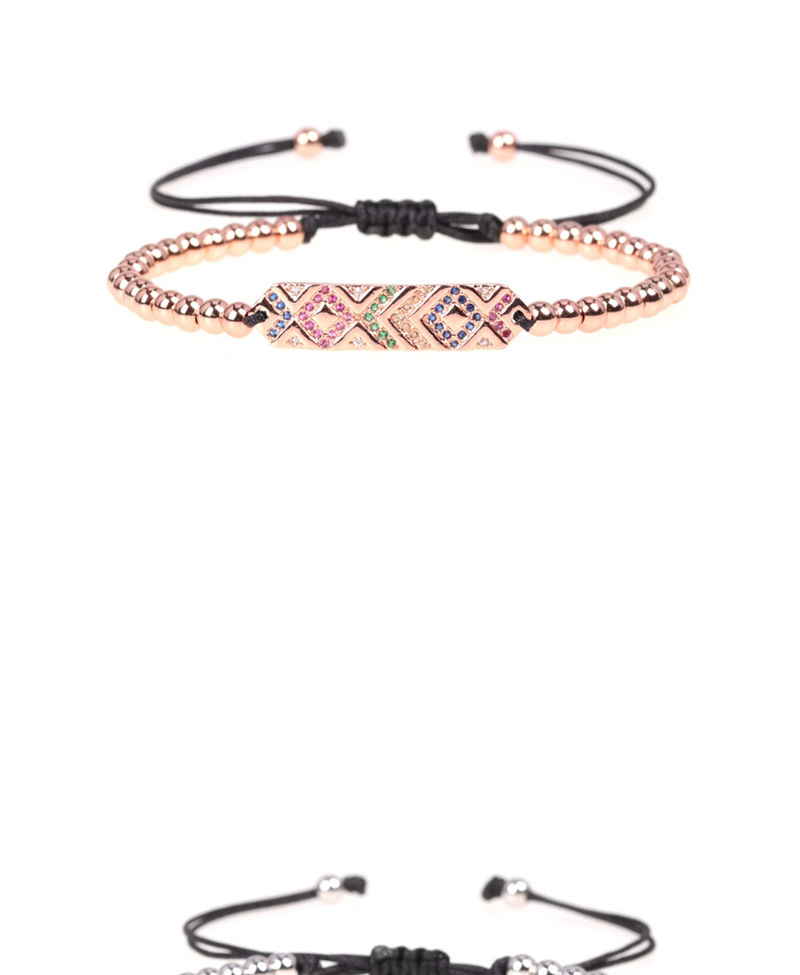 Fashion Rose Gold Cubic Zirconia Gold Plated Beaded Bracelet With Micro Diamonds,Bracelets
