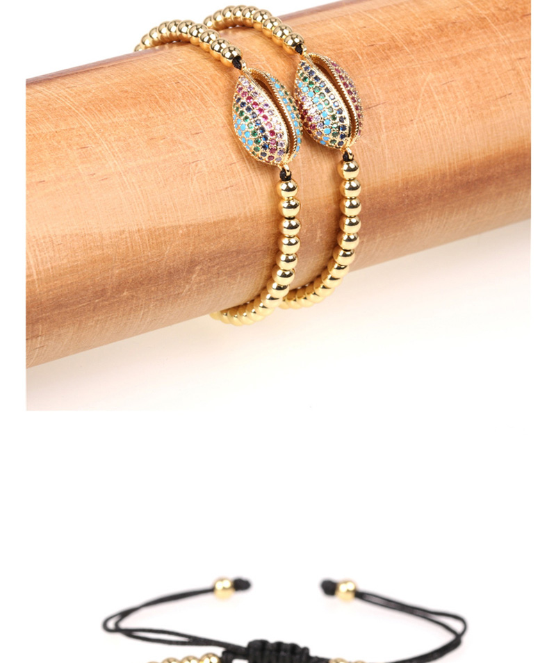 Fashion Golden Brass Plated Micro Diamond Inlay Shell Ball Bead Bracelet,Bracelets