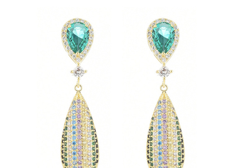 Fashion 18k Gold Geometric Drop Earrings With Crystals And Diamonds,Earrings