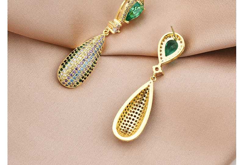 Fashion 18k Gold Geometric Drop Earrings With Crystals And Diamonds,Earrings