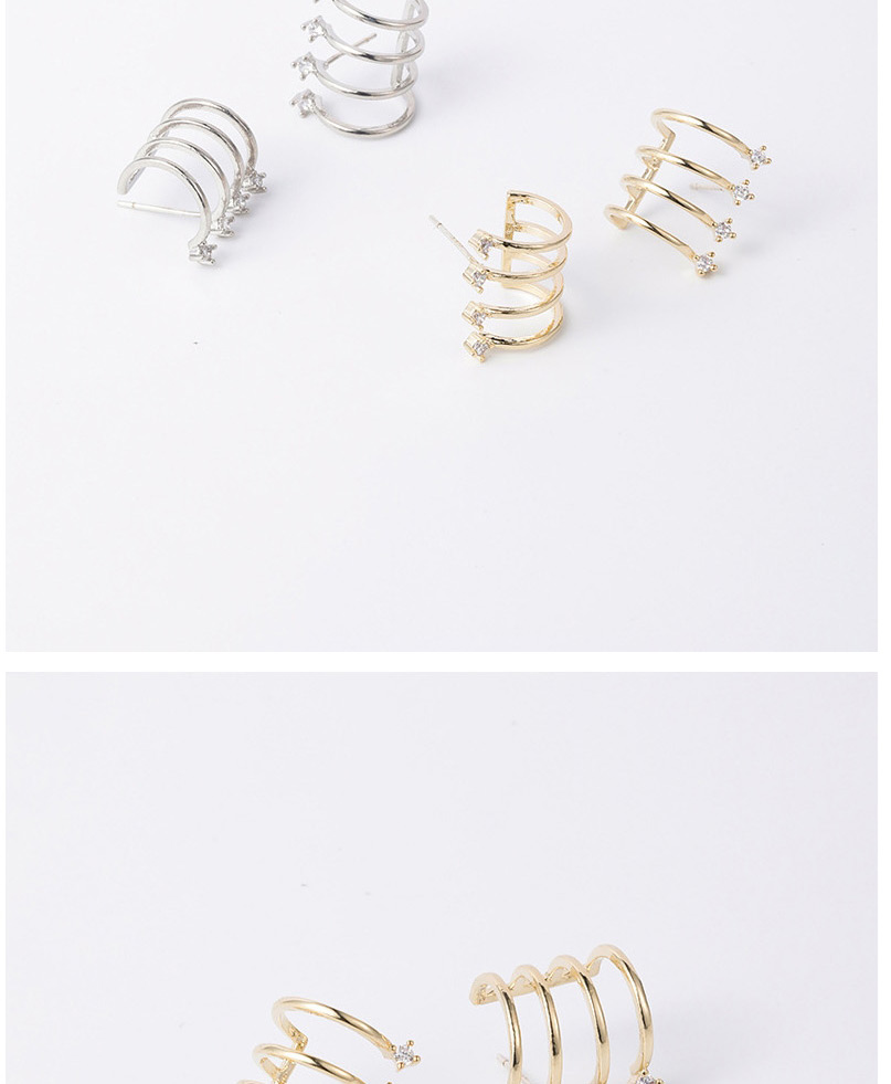 Fashion Golden Semicircle Multilayer Stud Earrings With Diamonds,Drop Earrings