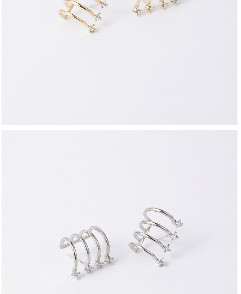 Fashion Silver Semicircle Multilayer Stud Earrings With Diamonds,Drop Earrings
