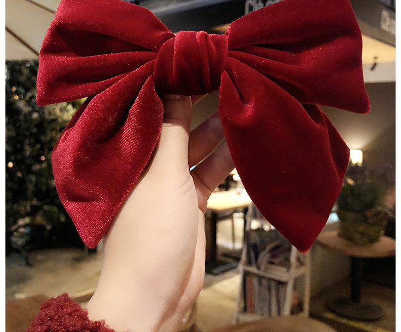 Fashion Red Velvet Large Bow Double Hairpin,Hairpins