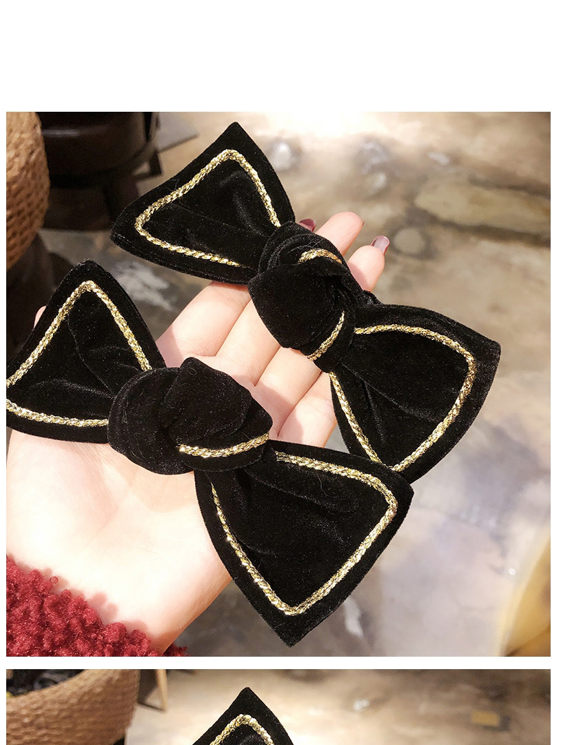 Fashion Black Gold Velvet Bow Hair Pin,Hairpins