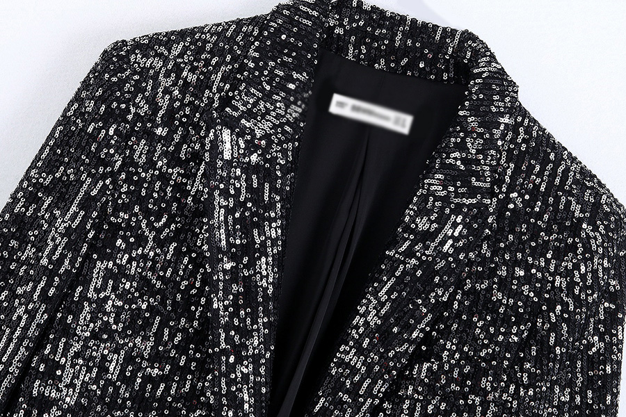 Fashion Black Sequins Sequined Blazer,Coat-Jacket