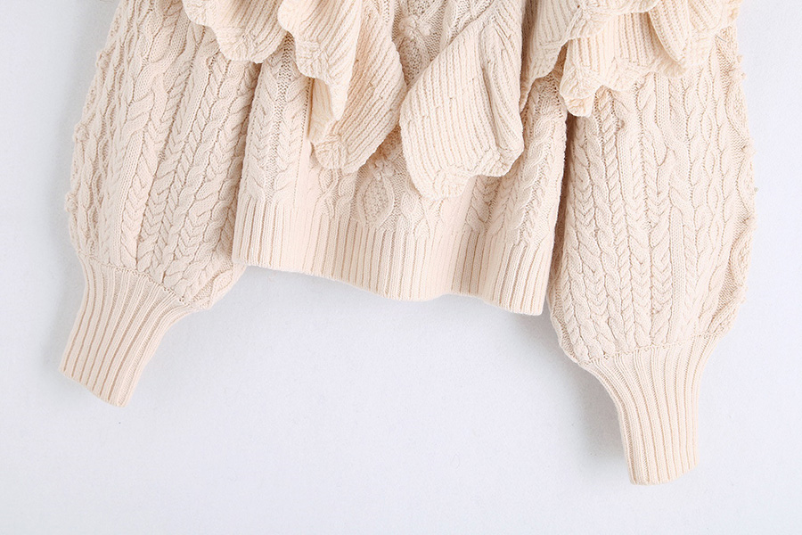 Fashion Black Stacked Ruffled Eight-knit Sweater,Sweater