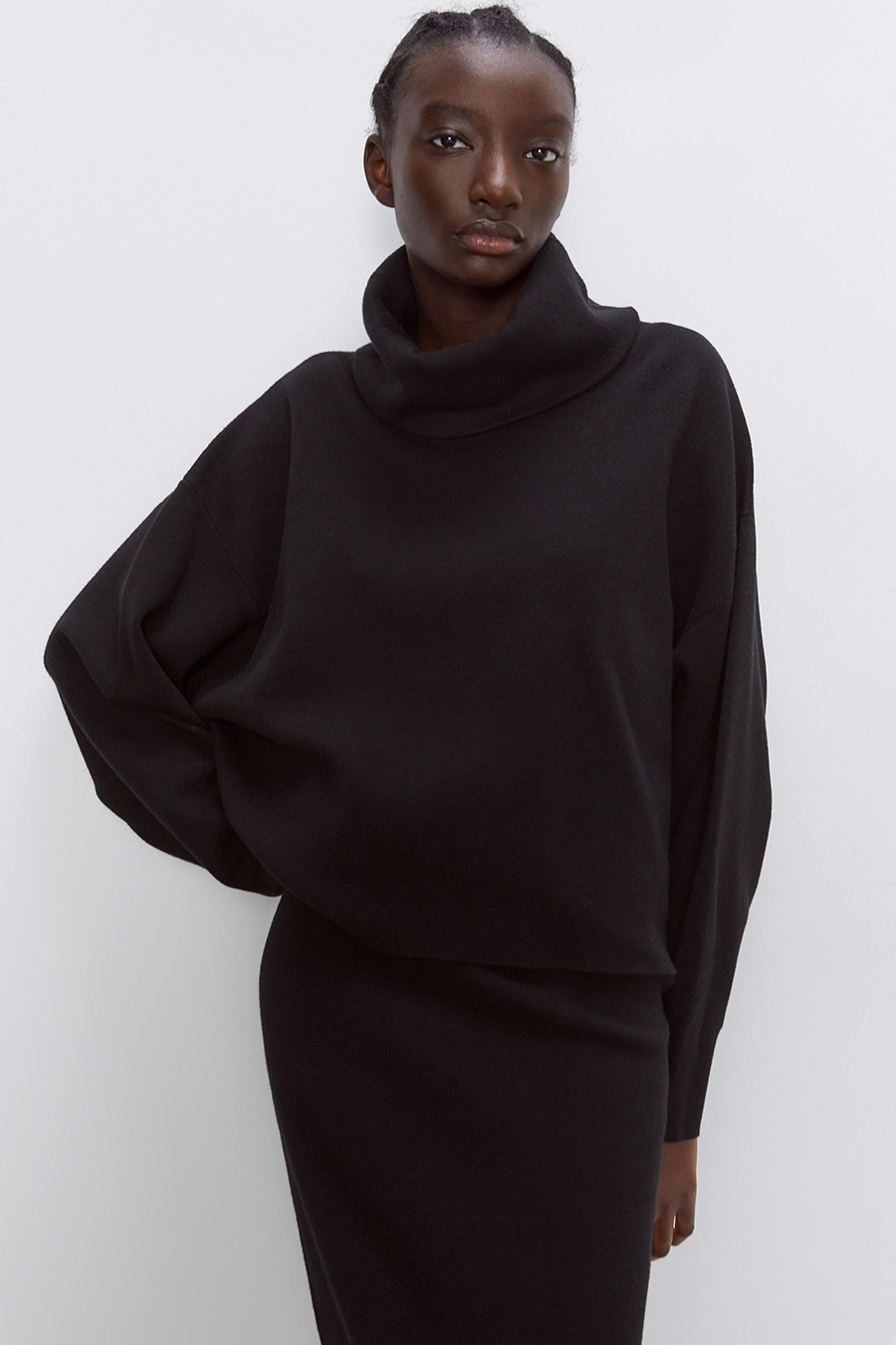 Fashion Black Oversized Turtleneck Sweater,Sweater