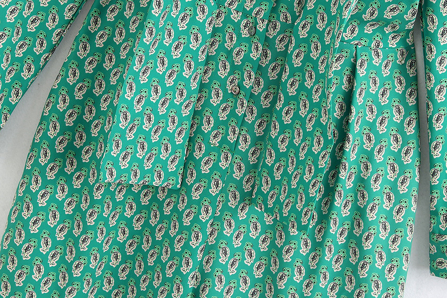 Fashion Green Print Floral Tie Strap Long Sleeve Jumpsuit,Pants