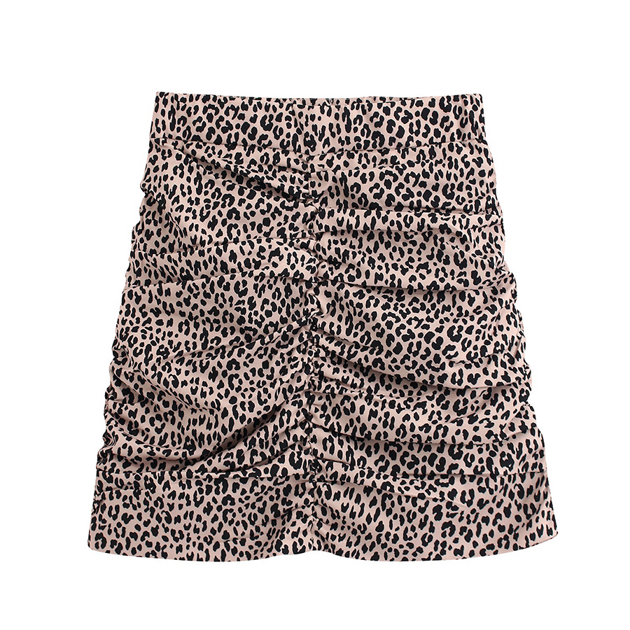 Fashion Leopard Print Leopard-print Pleated Mini Skirt,Skirts